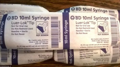BD 10ml Luer-Lik Tip Syringe Ref# 309604 Lot of 7 Individually Sealed Syringe
