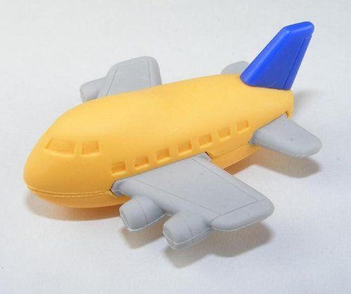 NEW Airplane Japanese Erasers. 2 Pack. Orange Plane Blue Tail