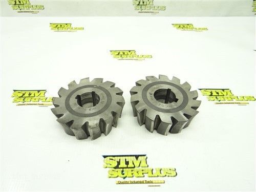 PAIR OF HSS SINGLE ANGLE MILLING CUTTERS 3-1/4&#034; W/ 1&#034; BORE C.C.&amp;R.CO.