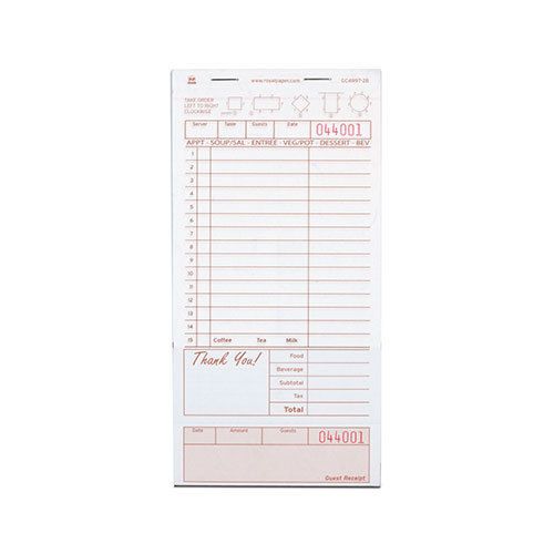 Royal Tan Guest Check Board, Carbonless, 2 Part Booked, Case of 50 Books