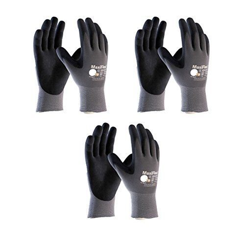 3 Pack 34-874 MaxiFlex Ultimate Nitrile Grip Work Gloves Sizes S-XL (Large)