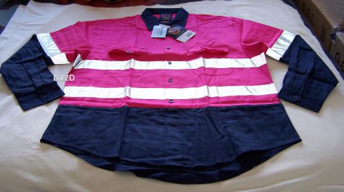 Ritemate Australia Mens Pink / Navy Long Sleeve Shirt 3M Reflective Size M New