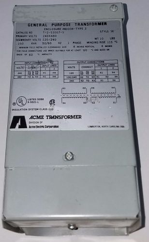 Acme transformer t-253007-s general purpose transformer 240x480 primary volts for sale