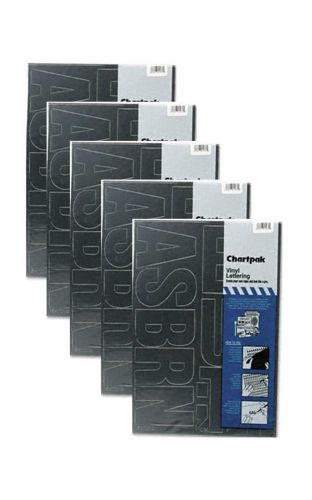 Chartpak 3-inch Black Stick-on Vinyl Letters &amp; Numbers (01070), 5 PACKS