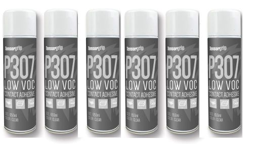 Package of 6 Tensorgrip P307AA Low VOC Contact Adhesive Spray Cans