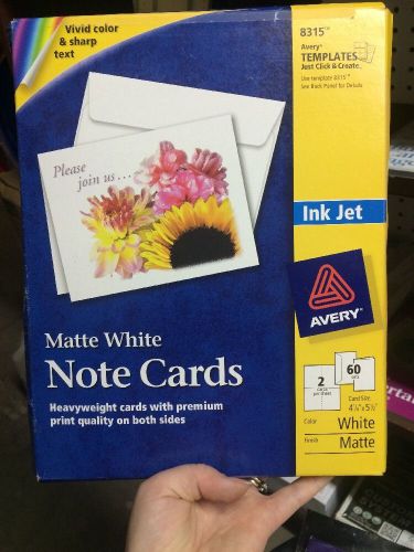 Avery 8315 Inkjet Note Cards With Envelopes, 5-1/2&#034;x4-1/4&#034;, 60/BX, Matte White