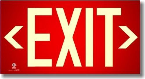 Photoluminescent Exit Sign Red - Code Approved Aluminum UL 924/IBC 2012/NFPA 101