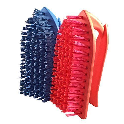 Set of 2 Household plastic scrub brushes great Grip Blue &amp; Red brush,