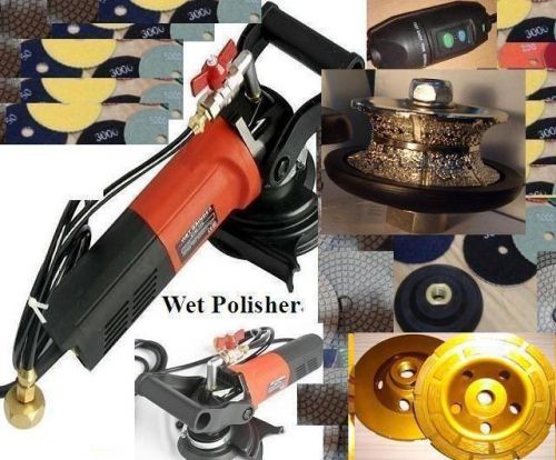 Wet Polisher 1 1/2&#034; 2&#034; Full Bullnose Router 2 Cup 20 Pad Granite Concrete Marble