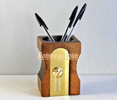 Quality Rubberwood Wooden Pen Pot Desk Tidy Pencil Sharpener~2 color for choose