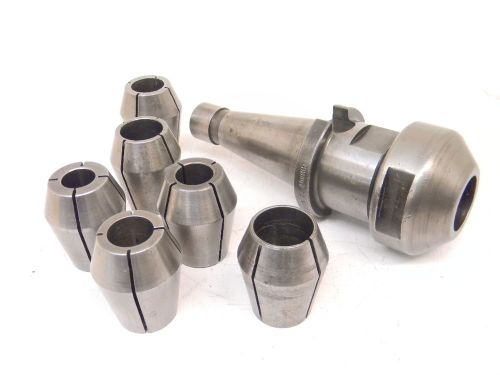 LOT &#034;LL&#034; NMTB40 HOLDER DOUBLE TAPER &#034;ZZ&#034; COLLET CHUCK AND 6PCS. COLLETS