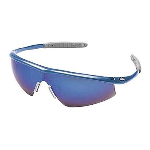 TM128B Safety Glasses, LOT 0F 10 Blue Mirror, Scrtch-Rsstnt w/ Cord &amp; Bag