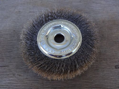 New old stock 4 inch round brass bristle brush key cutting machine 1/2&#034; shaft for sale