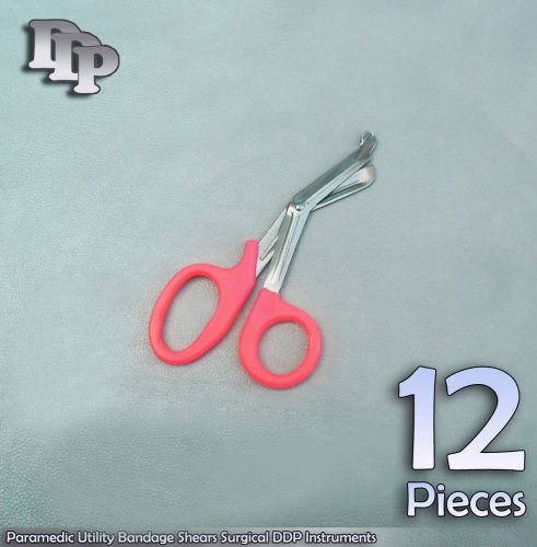 12 Pcs Paramedic Utility Bandage Shear Scissor 5.5&#034;Pink Surgical DDP Instruments