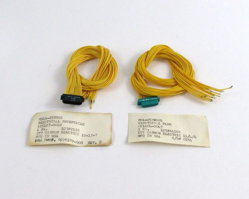 Mated Pair ITT/Cannon Micro-D Connectors MD1-25PH001 &amp; MDA1-25SH26 Gold Contacts