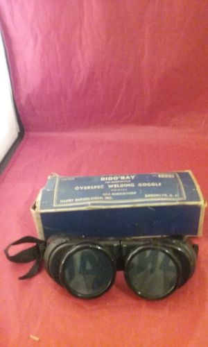 VINTAGE RIDO&#039; RAY OVERSPEC WELDING GOGGLE GLASSES STEAMPUNK W BOX