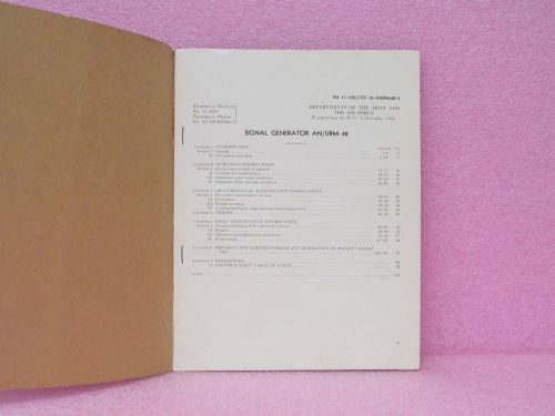Military Manual AN/URM-48 Signal Generator Oper. &amp; Maint. Man. w/Schem. (12/53)