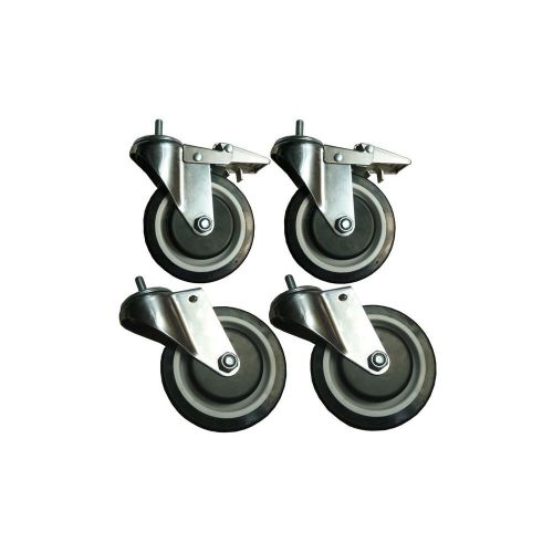 5&#034; industrial heavy-duty swivel casters wheels for wire shelves 4 pack set for sale