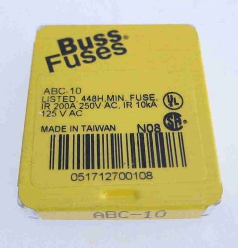 BUSS FUSES ABC-10 250V CERAMIC FUSE-BOX OF 5! -NEW!