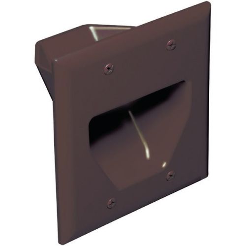 Datacomm Electronics 45-0002-BR Dual-Gang Recessed Cable Plate - Brown