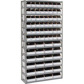 Open Bin Shelving W/13 Shelves &amp; 72 White Bins, 36x18x73