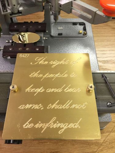 Brass engraving plate for new hermes font tray 2nd amendment gun firearms for sale