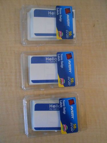 3 PACK NEW Avery (6753) Name Badge Labels - 50/Ct - 50 Total Name Tags