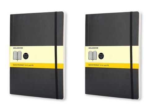 Pack of 2 Moleskine Classic Squared Soft Cover Notebook, extra Large 7.5 x 10-In