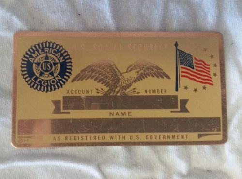 3 Metal social security card American legion lot Un stamped