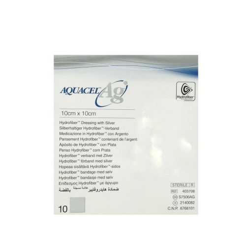 Aquacel Ag Hydrofiber Wound Dressing With Silver 10cm x 10cm - Pack of 10