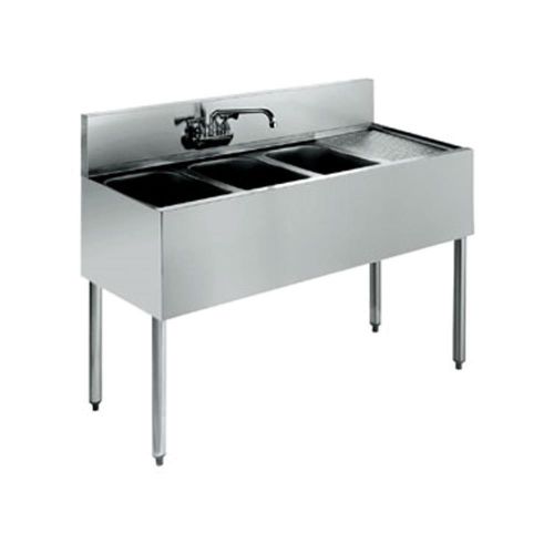 Krowne KR21-43L - Royal 2100 48&#034; 3 Compartment Bar Sink 12&#034; Drainboard On Right