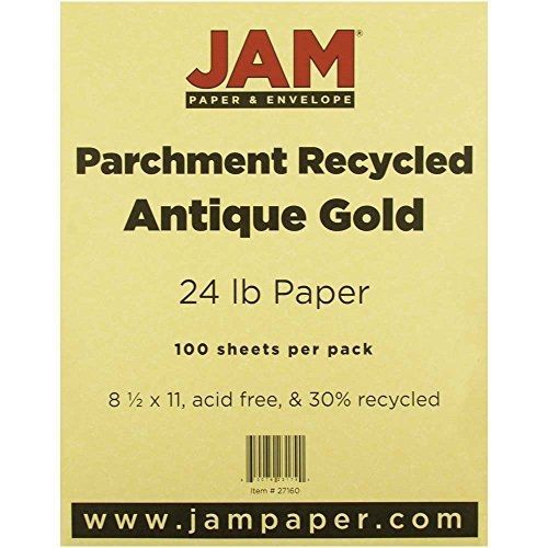 8 1/2 x 11 Antique Gold Parchment 24lb Recycled Paper- 100 sheets per pack