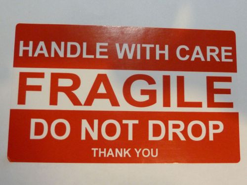 3&#034; x 5&#034; Fragile Do Not Drop Stickers Handle with Care Thank You (20 labels)