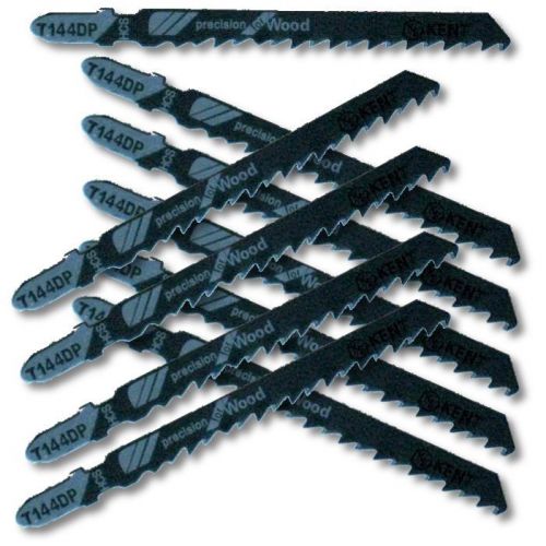 Kent T144DP 10 Pack 4.0&#034;, 6 TPI HCS T-Shank Jig Saw Blades, Wood Precision Cuts