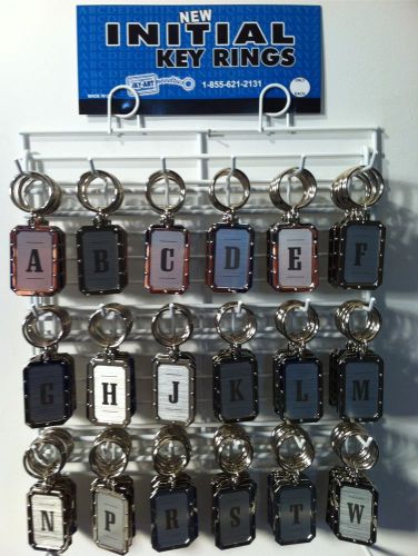 New Stainless Steel Riveted Look Initial Key Chain 216 Pieces on Rack USA Made