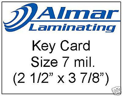 100 Key Card Size Laminating pouches  7 mil.
