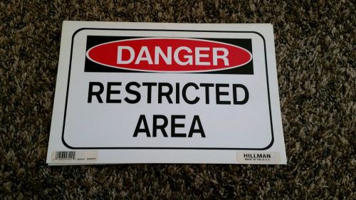 Lot of 4 Danger Restricted Area signs 8&#034;x12&#034; Hillman