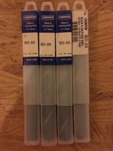 Set of 3 Champion Silver And Deming Drill Bit 1/2&#034; Shank XG12-3/4&#034;