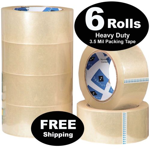 Sparco 60041 Heavy Duty Clear Packing Tape, 1.88&#034; x 164&#039;, 3.5 Mil, Pk of 6 Rolls