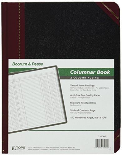 Boorum &amp; Pease Bound Columnar Book, 2-column, 1 Page Form, 150 Pages, 10-3/8 x