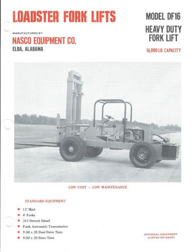 Fork Lift Truck Brochure - Loadster - DF16 - Heavy Duty 16,000 lb  (LT258)