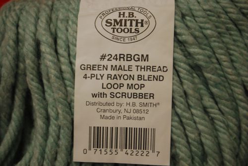12 = HB SMITH #24RBGM Green Male Thread 4-ply Loop Mop With Scrubber (#M4201)