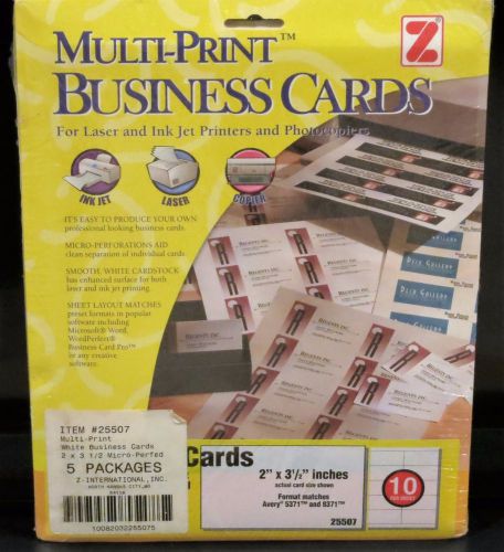 NIB Business Cards Inkjet Laser White 2&#034; x 3.5&#034; 5 Packages sealed