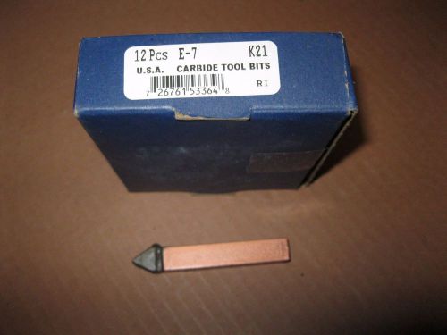 American Carbide Tool Carbide-Tipped Tool Bit E-7 K21 0.438&#034; Square 1 BOX OF 12