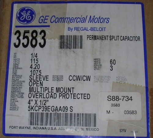 GE-3583 PSC Motor 1/4HP 115V 4.2A 1075 RPM 3SP 4&#034; X 1/2&#034;  New