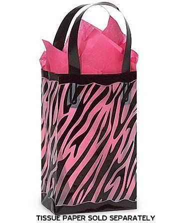 Black Clear ZEBRA Plastic Shopper Gift Bag 3 mil HD 5 1 4x3 1 4x8 1 2  25 Quanti