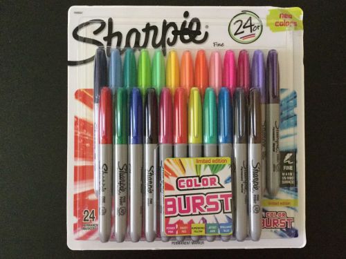NEW 2016 COLORS COLOR BURST FINE Sharpie 24ct Limited Ed.Perm. Markers FREE SHIP