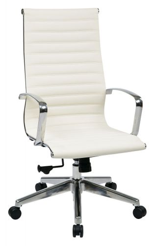 High-Back White Bonded Leather Chair