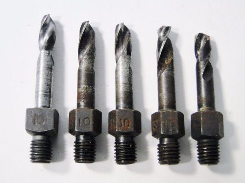 5 pc 1/4&#034; x 28 threaded shank drill bit set #10 w case aircraft tools for sale