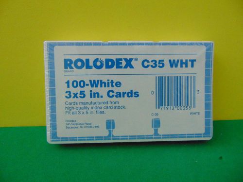 100 Genuine Rolodex C35 WHITE 3 x 5 Inches Refill Cards New &amp; Sealed